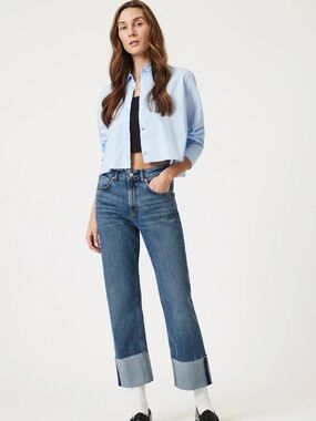 Mavi Straight-Leg Jeans in Blue Denim with Light Cuff